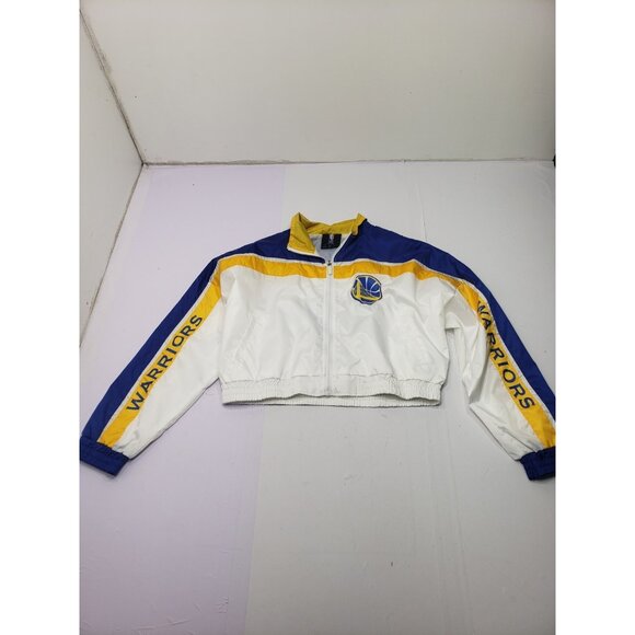 NBA Golden State Warriors Womens Forever 21 Cropped Zip Up Warmup Jacket Size Lg - Picture 1 of 10